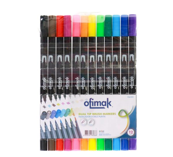 OK489 MARCADOR PERMANENTE BROCHA DOBLE PRESENTACION 12 UNIDADES BULTO 96 CAJAS